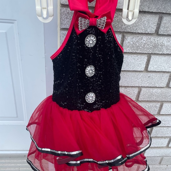 Weissman dance dress, tutu, girls 7/8, red and black, sequins. - Picture 8 of 8